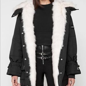 Faux fur black winter coat. UK size 4. Brand new.